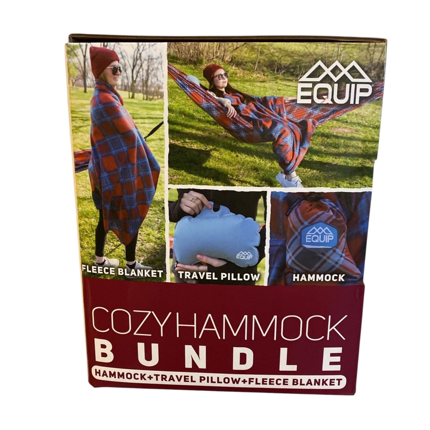 Equip Hammock Bundle – 1 Person Nylon Hammock + Fleece Blanket + Pillow 108x56"