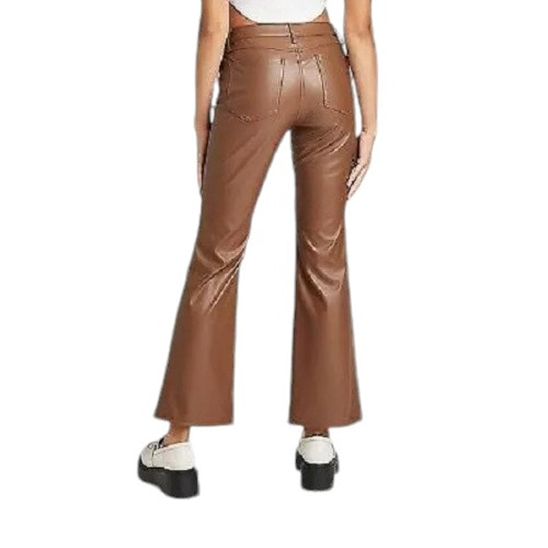 Women's Low-Rise Faux Leather Flare Pants - Wild Fable, Brown, S (4)