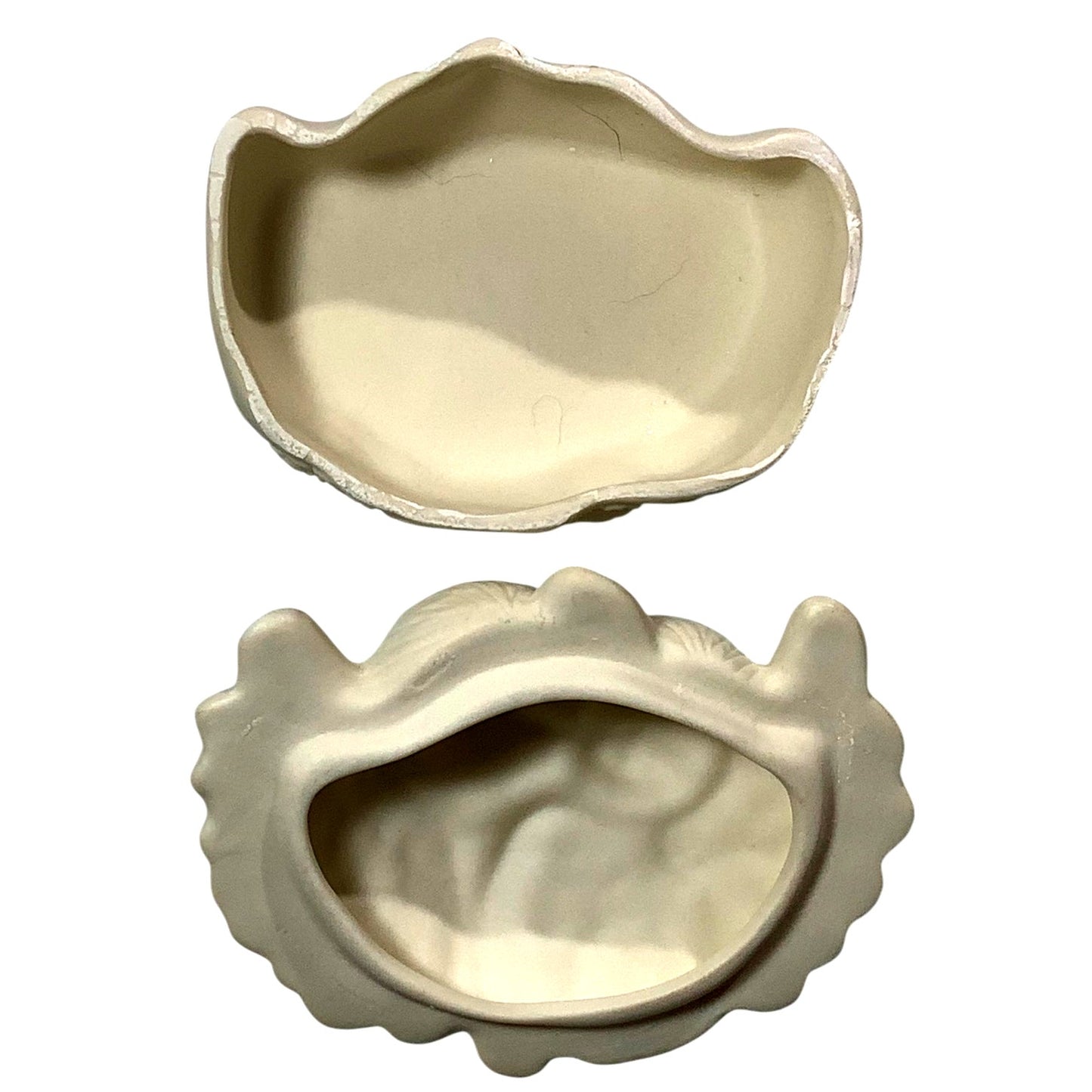 VTG Bisque Porcelain Baby Rose Gothic Cherub Trinket Dish 4.5"W x 3.5"D x 2.25"H