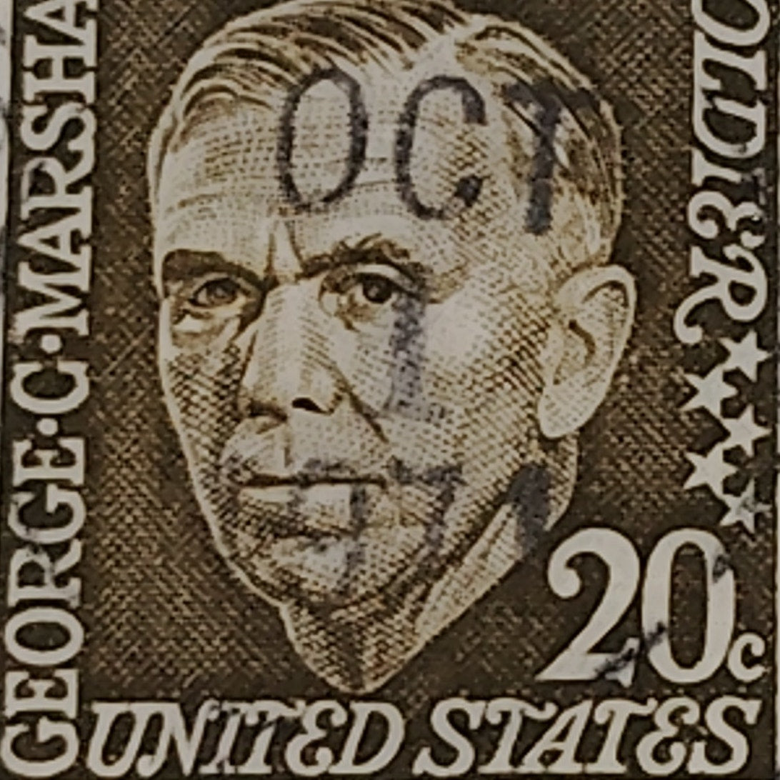 1967 20¢ George C. Marshall Stamp – Prominent Americans Series – Scott #1289