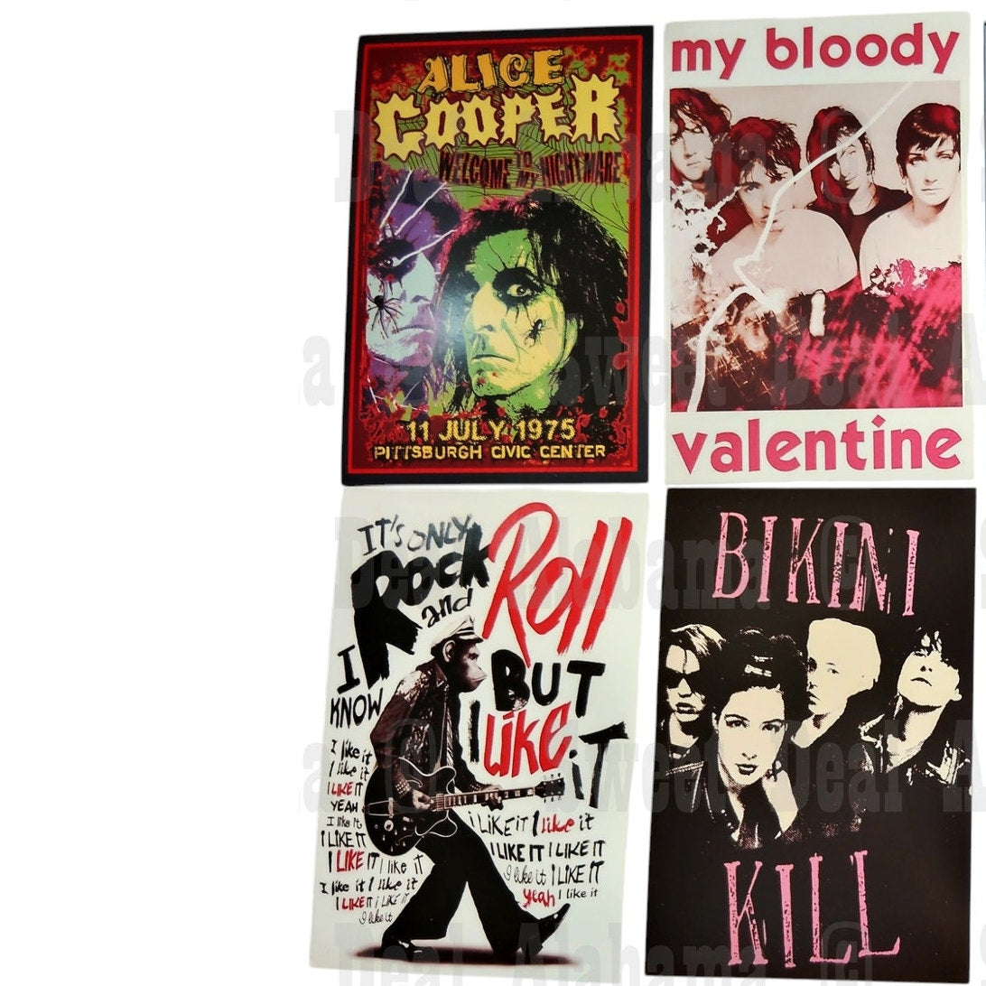 8-Piece Punk Rock Wall Collage Kit - Hip Hop, Rap, Rock & Roll - 6"x4" Posters