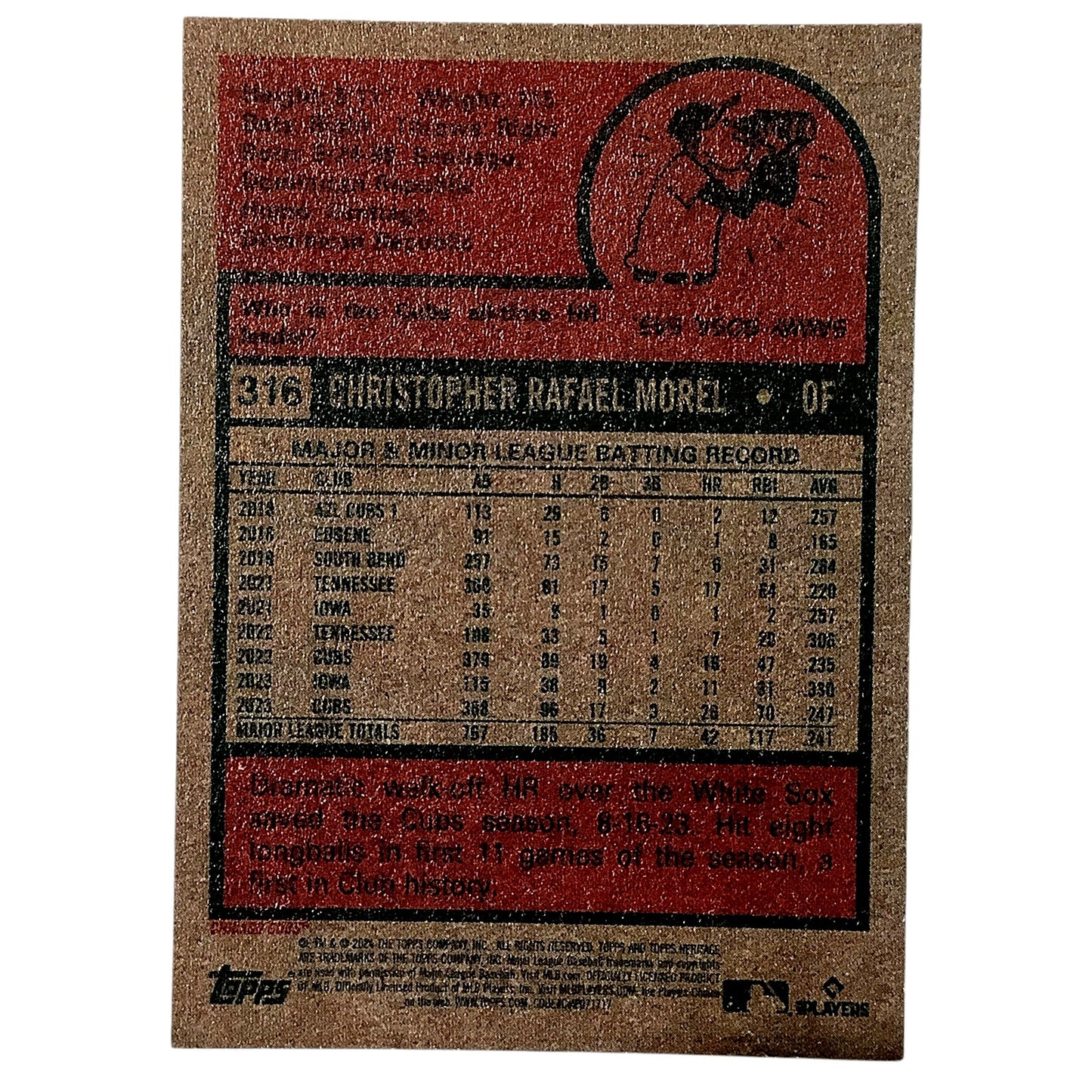 2024 Topps Heritage - Christopher Morel, OF, Chicago Cubs, Card #316, NM+
