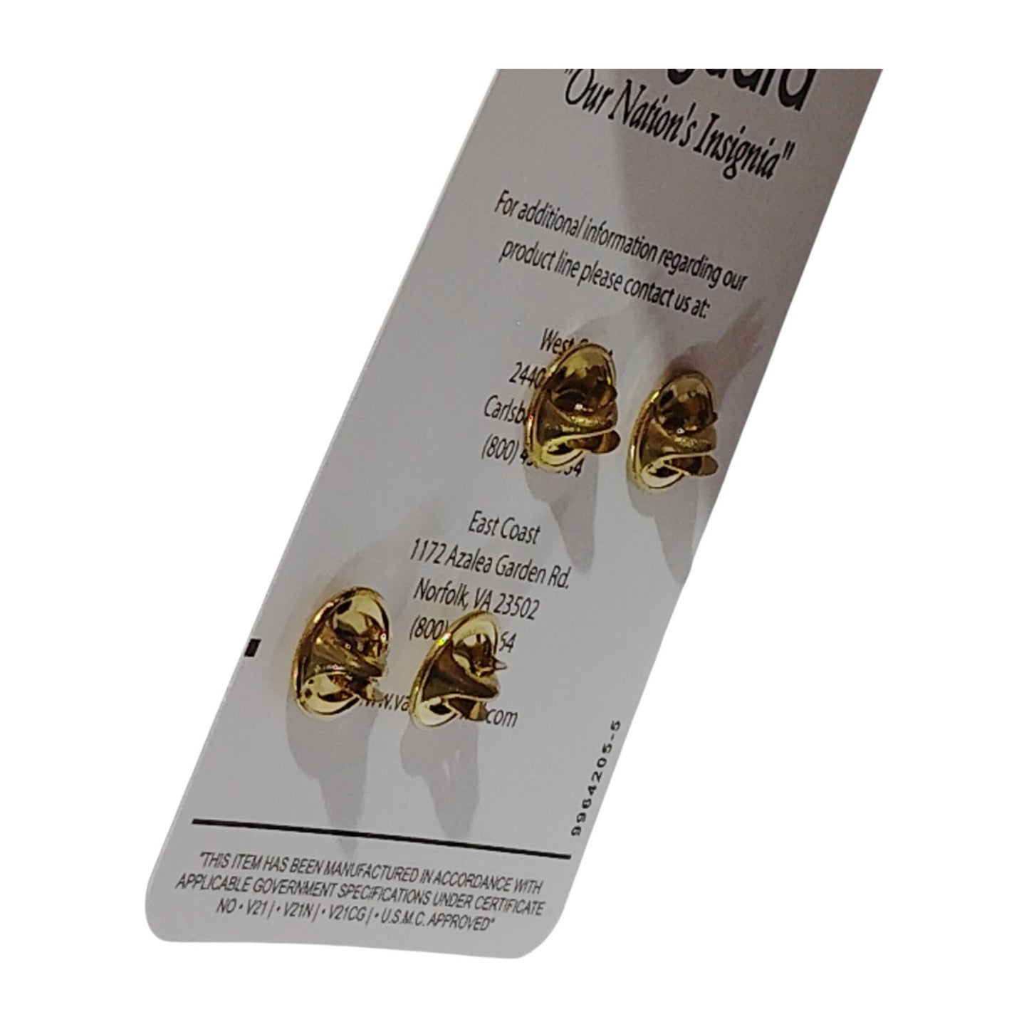 Vanguard Marine Corps Chevron – Master Sergeant – Satin Gold – 7/8" x 1-1/2"