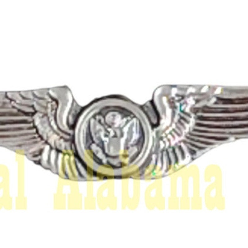 Aircrew Wings Hat, Lapel, Novelty Patinated Silver Finish Pin 1-1/4"W x 3/8"H