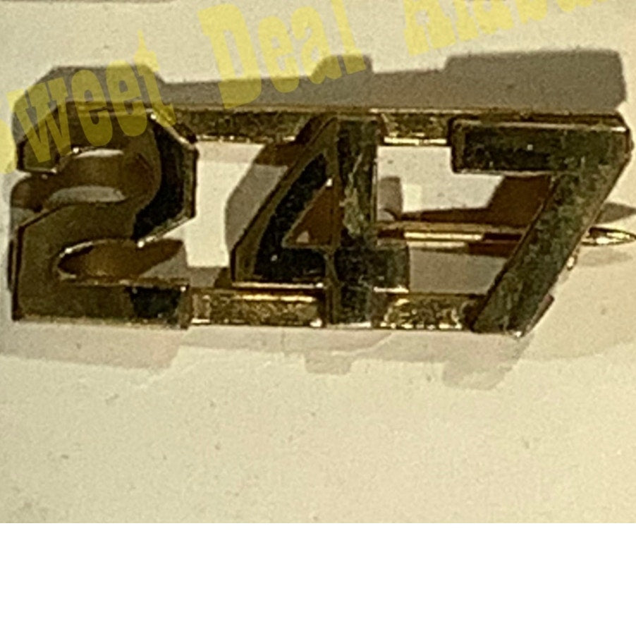 Early/Mid 1900s Brass C-Clasp Number "247" Collar Device 3/8"H Hat / Lapel Pin