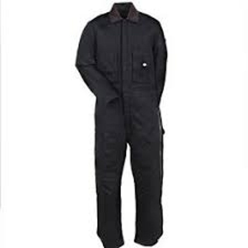 Dickies Insulated Coveralls, Medium-Tall, Black, Corduroy Collar, Zip Front, MT