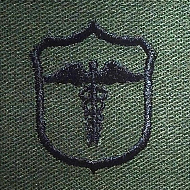 Pre-1989 USN Cap Device Subdued Embroidered Medical Corps Patch, ODG, Sew-On