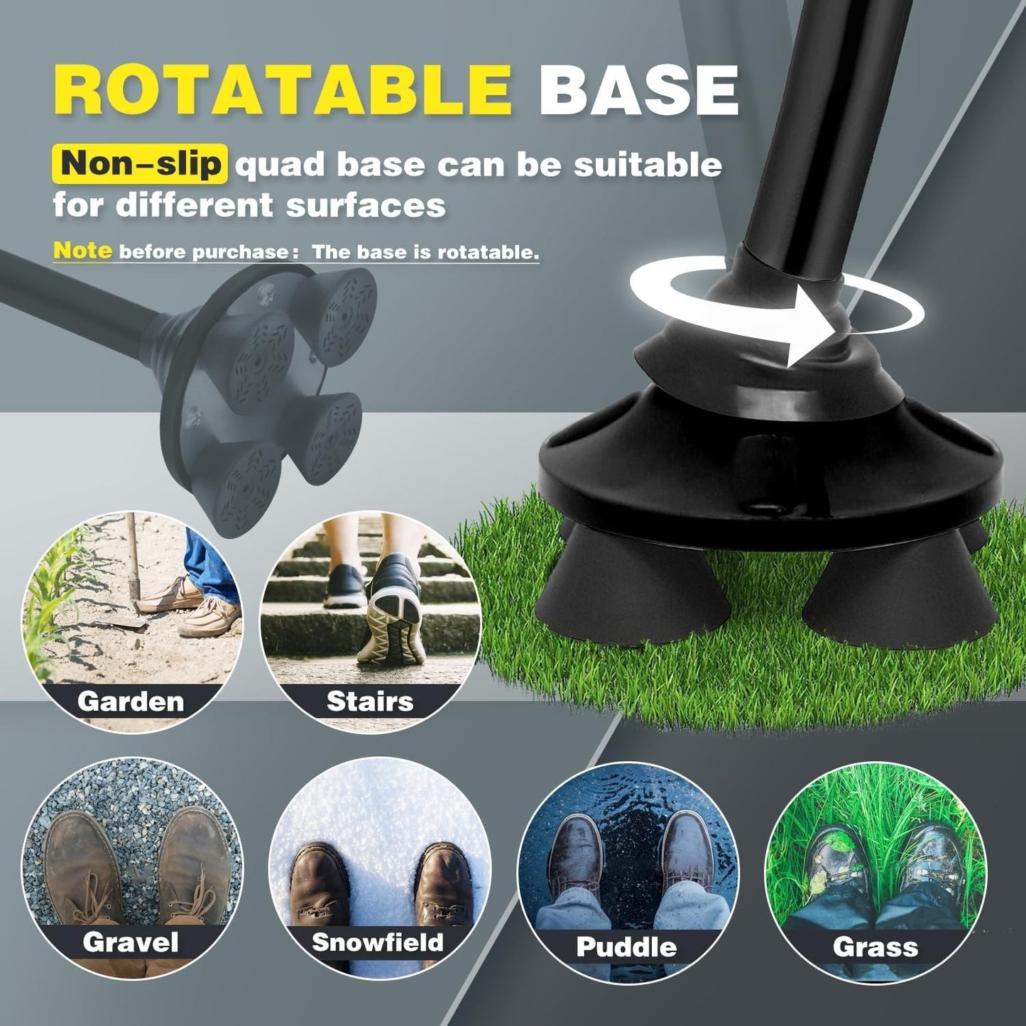BigAlex Folding Walking Cane – Adjustable Height – 350 lb Support
