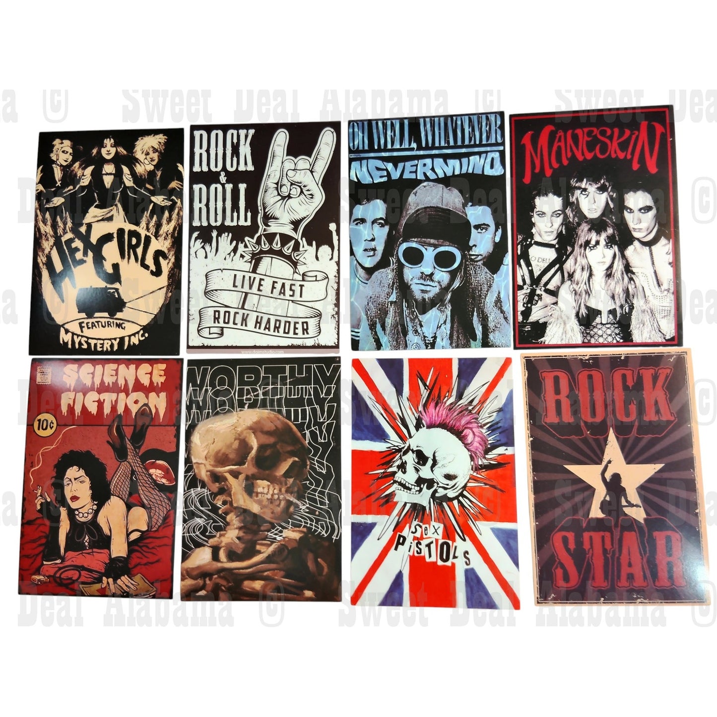8-Piece Punk Rock Wall Collage Kit - Hip Hop, Rap, Rock & Roll - 6"x4" Posters
