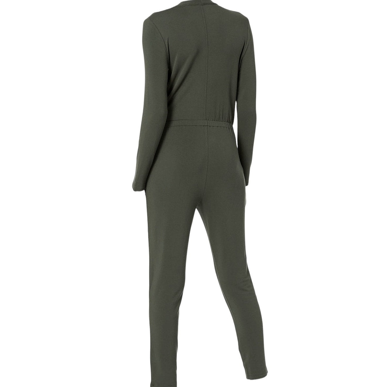 Daily Ritual Supersoft Terry Long-Sleeve V-Neck Wrap Jumpsuit, Black, S