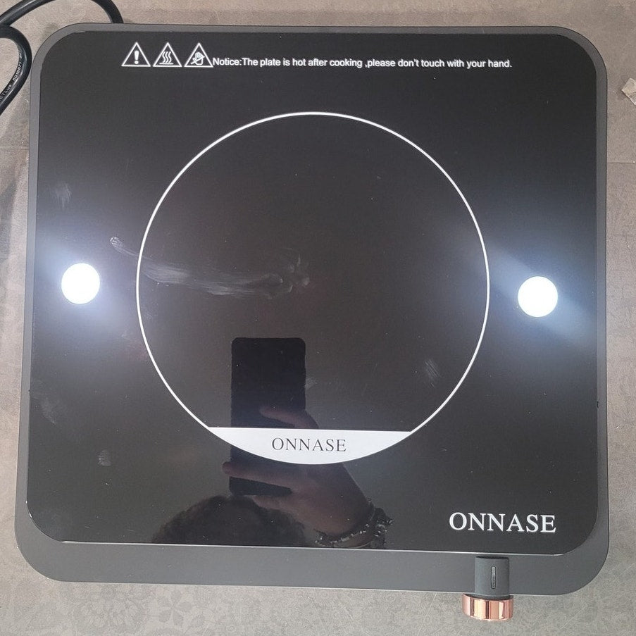 Portable Induction Cooktop, 1200W Single Burner with 2-in-1 Nonstick Griddle Plates, Black