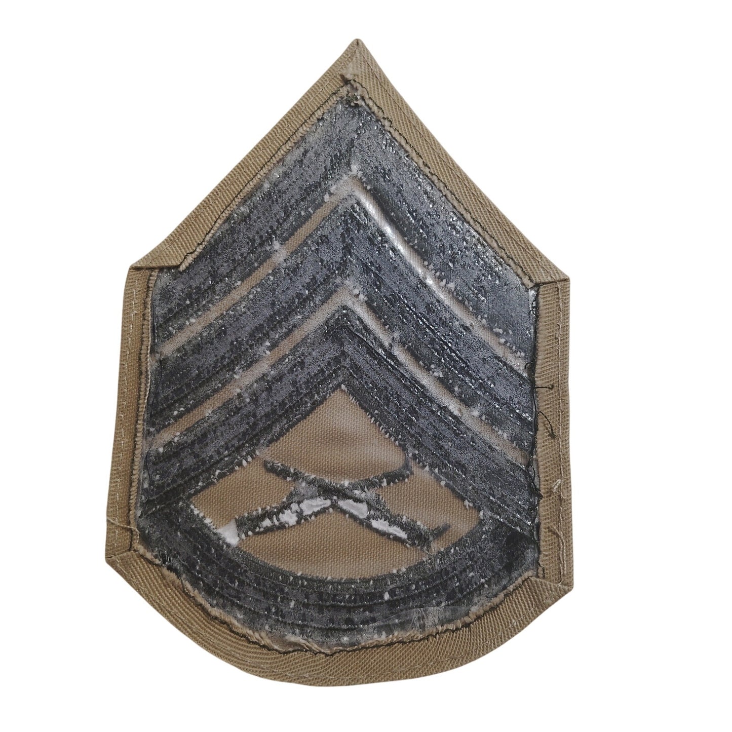 Men's USMC Staff Sergeant (E‑6) Patches – Green on Khaki – Pair – 4.63" × 5.13"