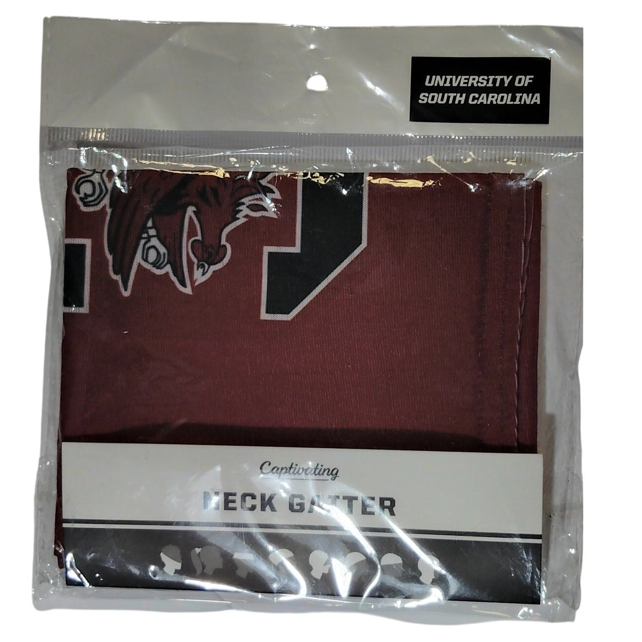 Captivating Neck Gaiter Face Cover Adult, South Carolina Gamecocks, Garnet/Black