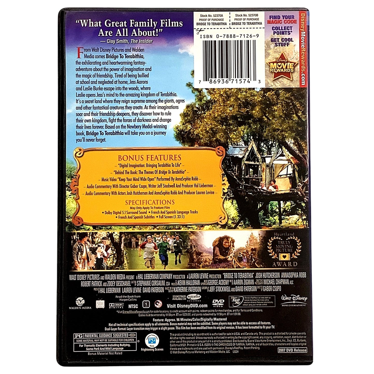 Bridge To Terabithia (Full Screen Edition, DVD 2007) 96 Min. Kids & Family Time