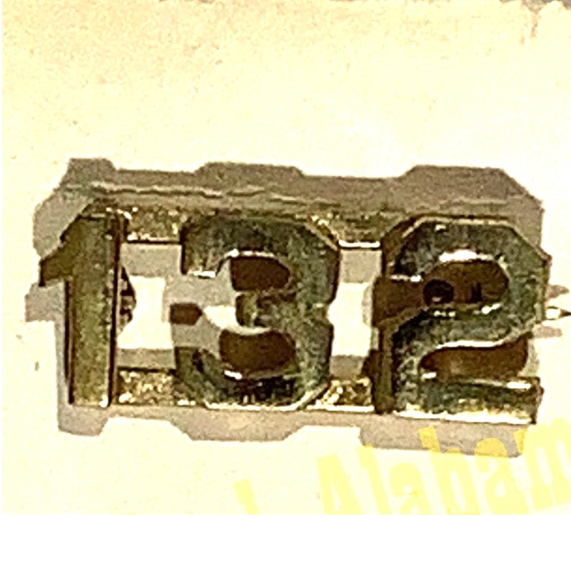 Early/Mid 1900s Brass C-Clasp Number "132" Collar Device 3/8"H Hat / Lapel Pin