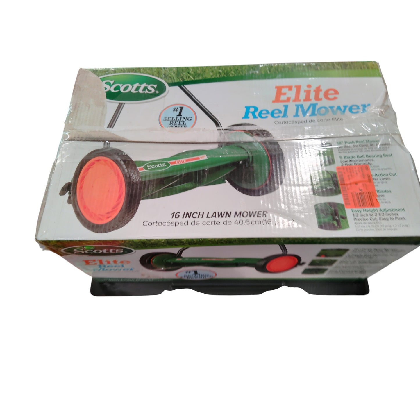 Scotts 415-16S Push Reel Lawn Mower 16" – Manual Grass Cutter, 5-Blade, Green