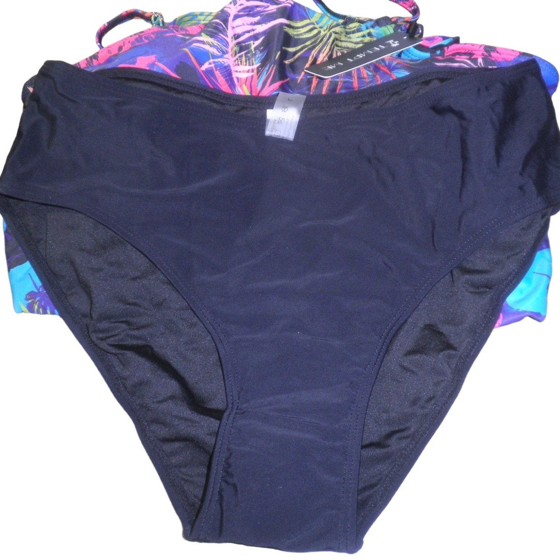 Tempt Me Two Piece High Neck Tankini Swimsuit Tummy Control Top, L (12-14)