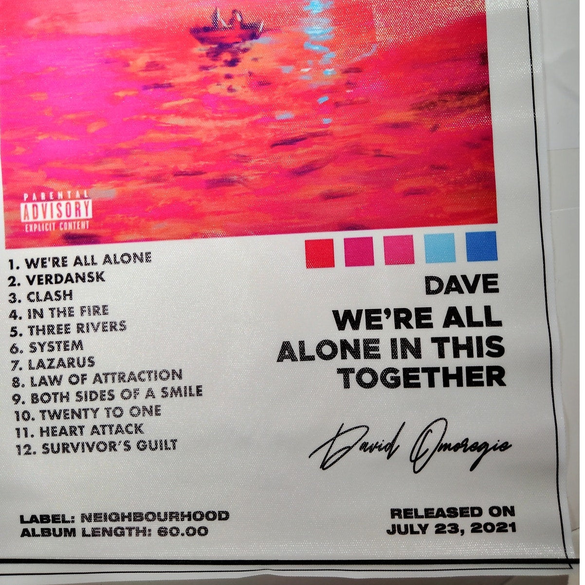Dave We’re All Alone in This Together Poster – UK Rap Album Cover Canvas Print 12x18" (Unframed)
