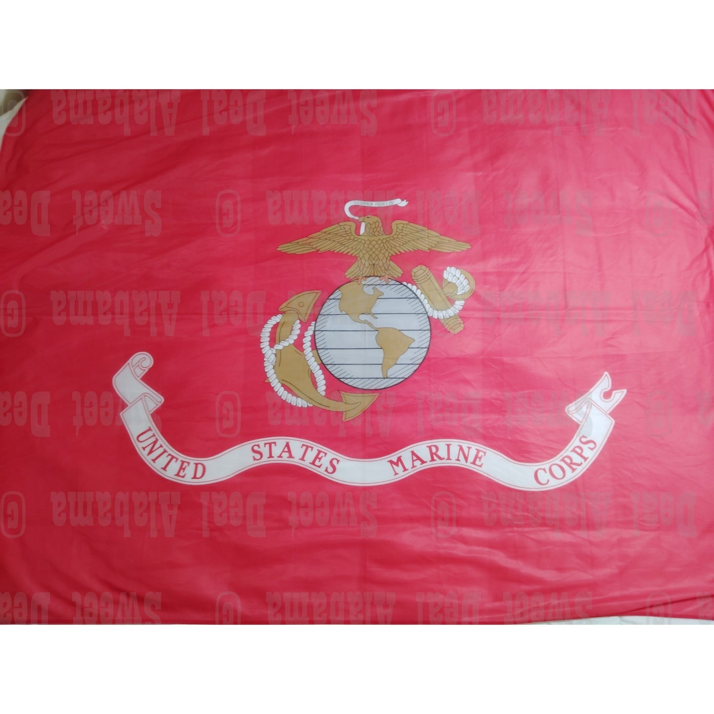 USMC Tapestry - 7'W x 5'H - Photo Background, Marine Corps Globe/Anchor Emblem