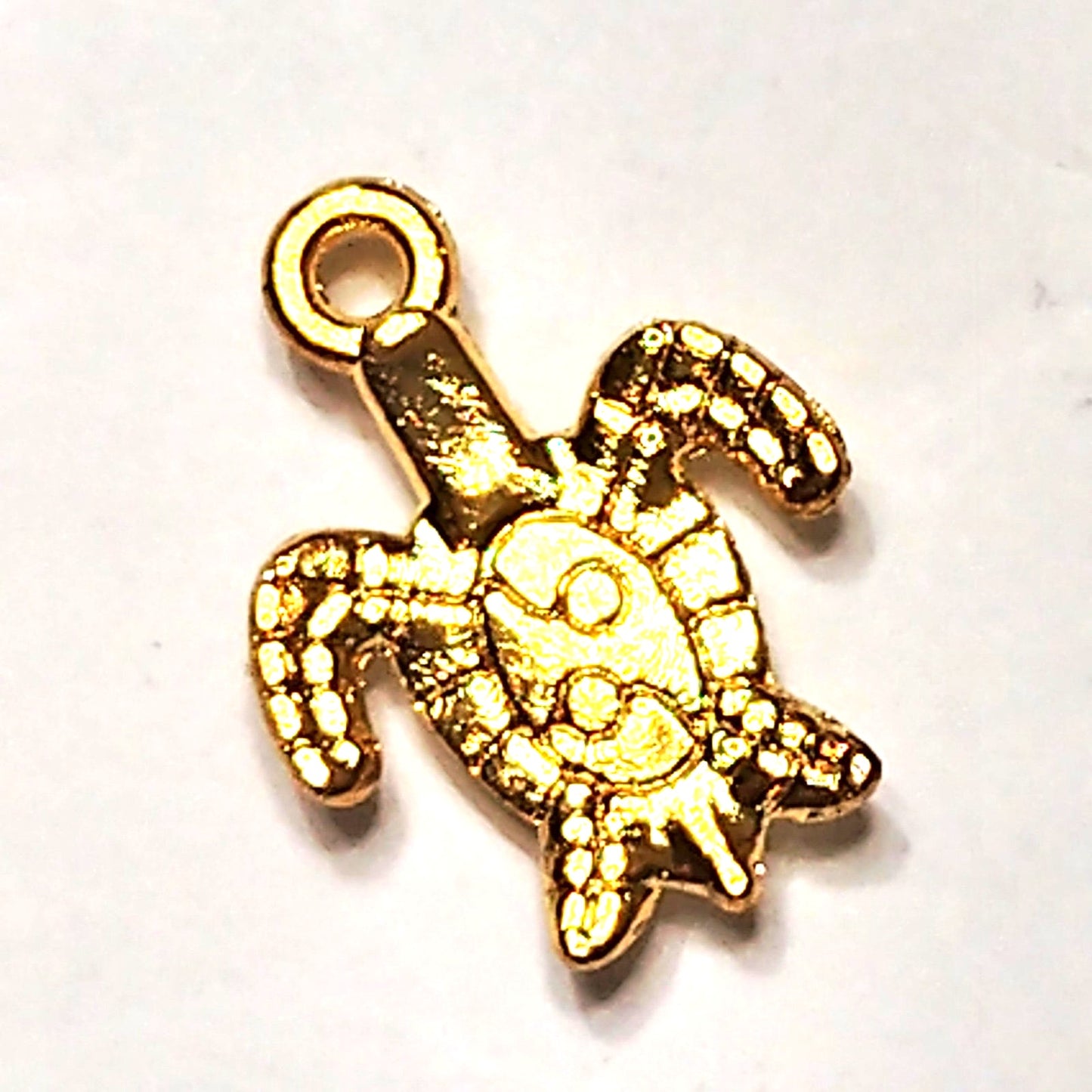 Sea Turtle Charm Patinated Antique Gold‑Tone 1/2" 3D Tortoise Pendant Jewelry