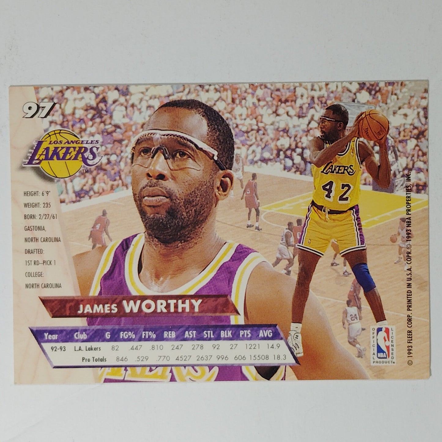 1993–94 Fleer James Worthy #97 – Los Angeles Lakers – Forward – NBA Card