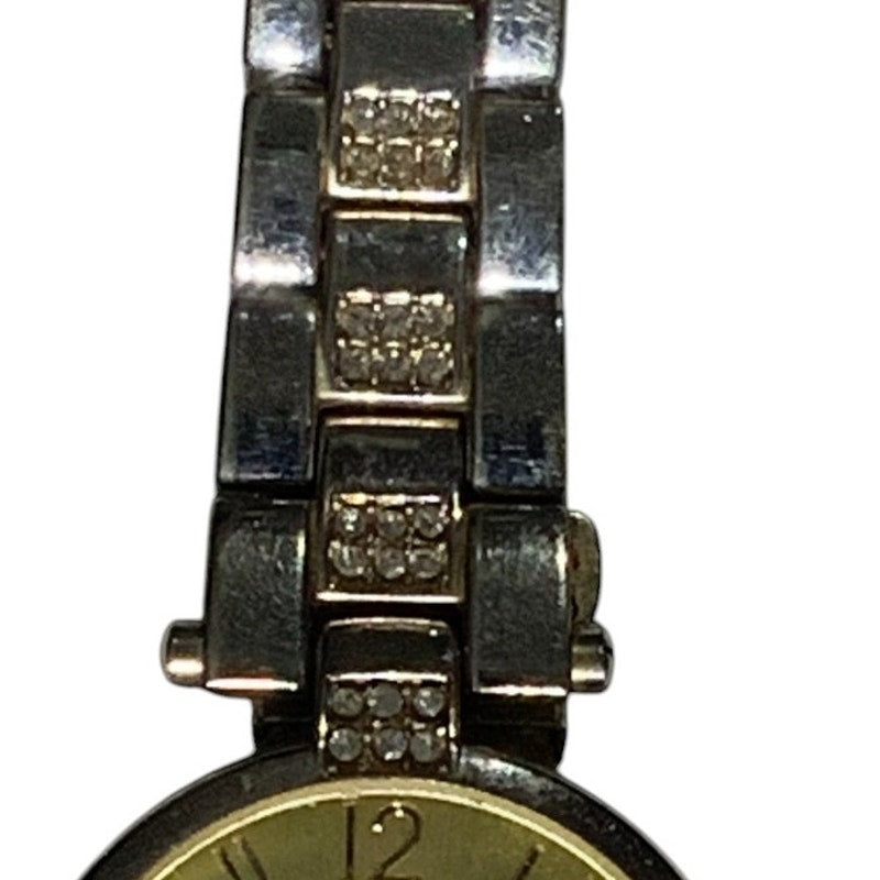FMD Men's Watch, Gold/Silver Band, Gold Face, Faux Diamond Accents, Non-Operable