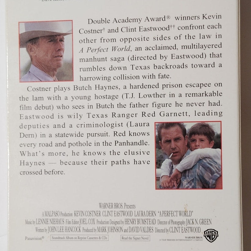A Perfect World VHS 1993 Kevin Costner Clint Eastwood Drama Thriller Vintage
