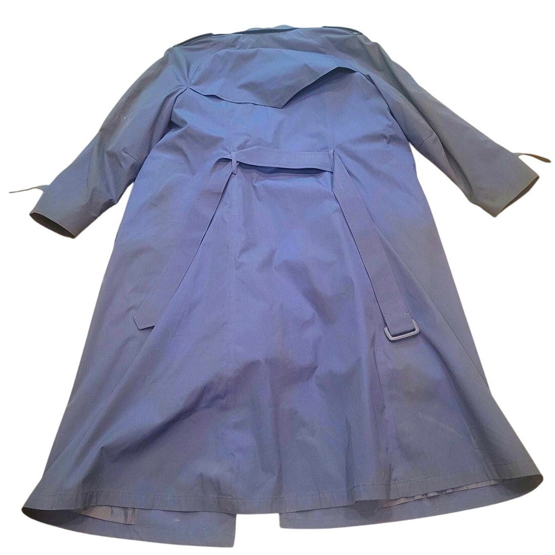 Vintage U.S. Navy Women’s Raincoat, Size 14R, Blue Poplin, Double-Breasted w/ Belt & Removable Liner