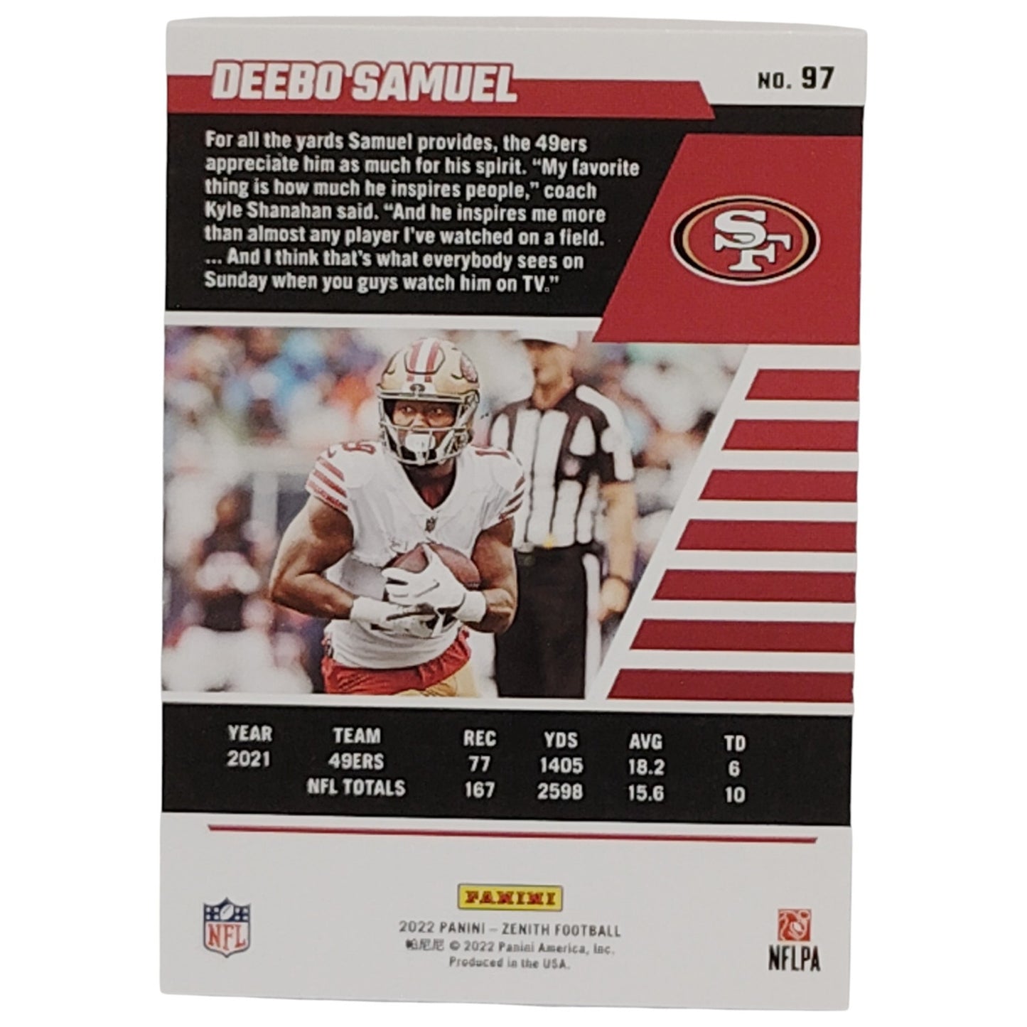Deebo Samuel, San Francisco 49ers, NFL 2022 Panini-Zenith Card 97, EX/NM