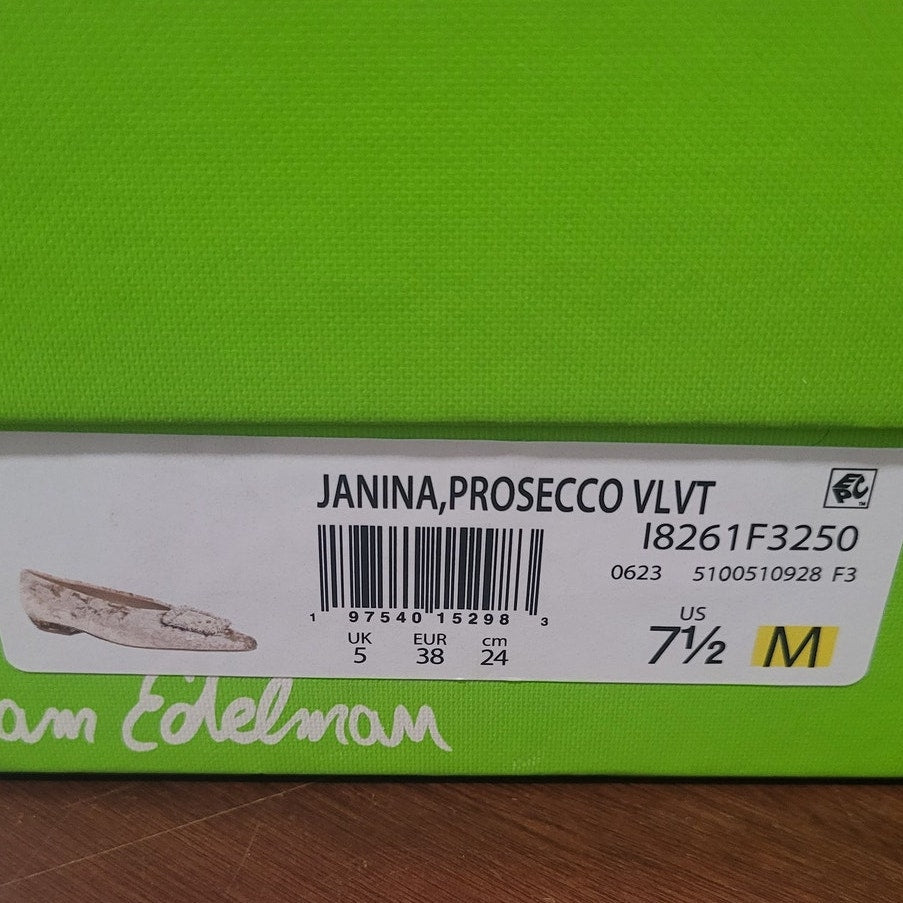 Sam Edelman Janina Ballet Flat, Prosecco Luster, Womens 7.5M Pointed Toe Slip-On