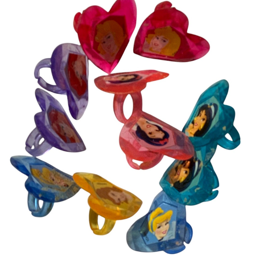 Disney Princess Heart Shaped Acrylic Rings lot of 11 Collectibles