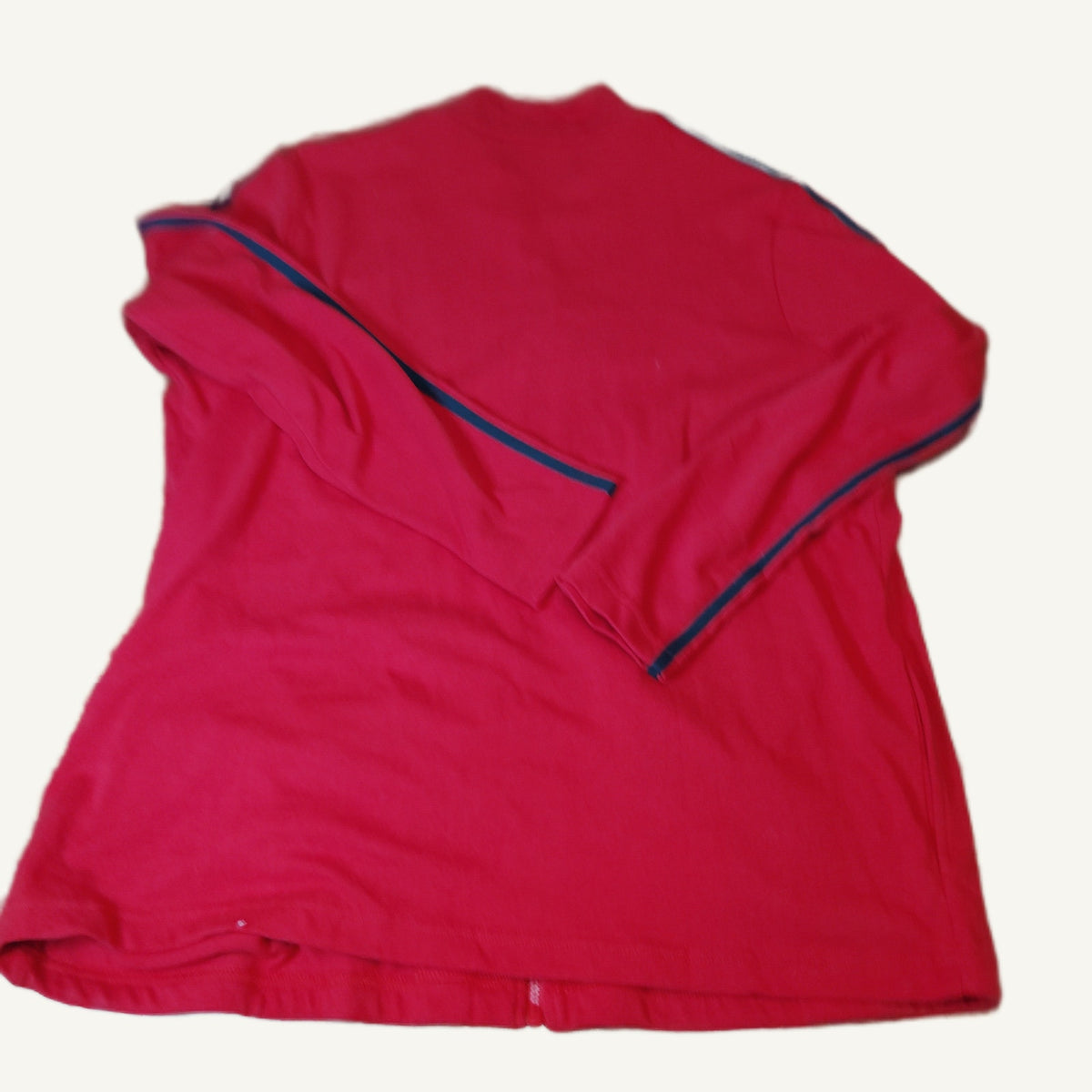 Vicki Wayne Red Full Zip Jacket with Green Stripes - Women's Size L