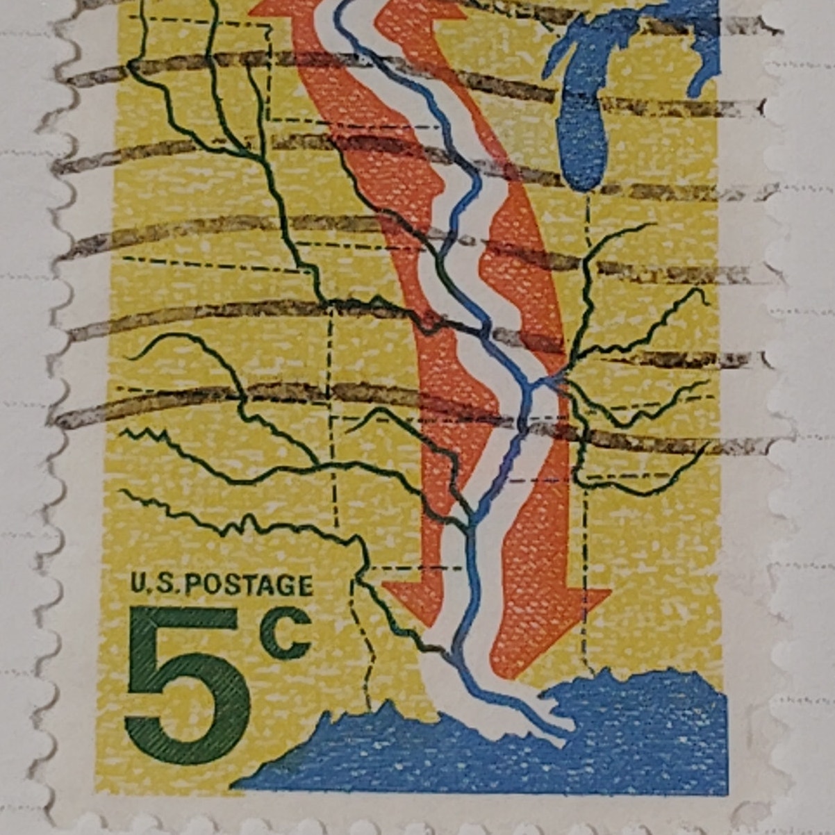 1966 Scott #1319 – 5¢ Great River Road / Mississippi River Scenic Route