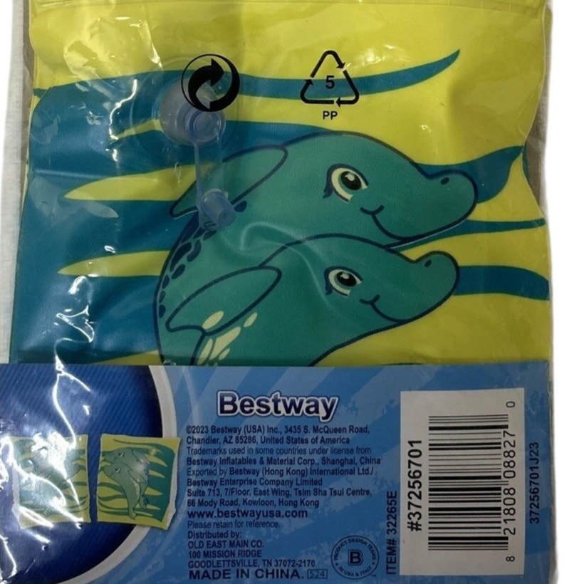 Kids Armbands Floaties, Dolphins, Ages 3-6, 6.5" x 5" x 6" Inflated, H2O Go! Yellow