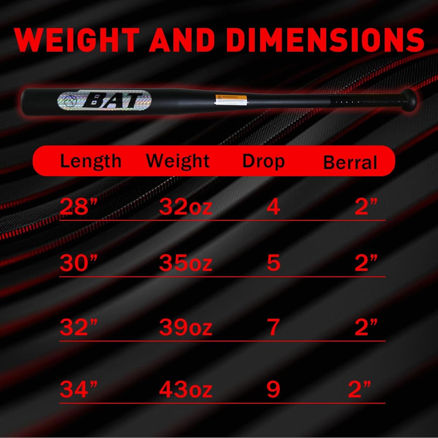 32" Steel Baseball Bat – 2LB Weighted Heavy Duty for Adult & Youth, FOORAINDA