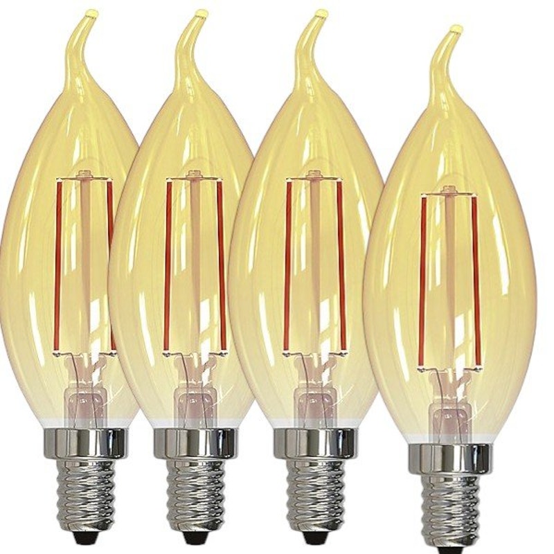 Four (4) Bulbrite 2.5W CA10 E12 LED Nostalgic Bulb - #776903