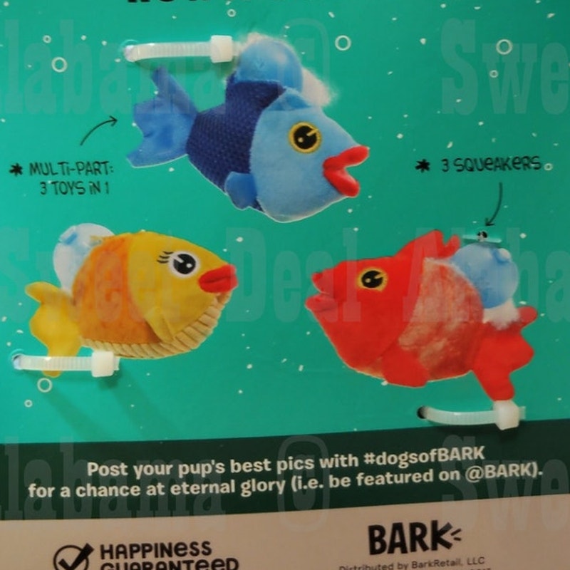 Bark Thrash It! Under The Seams Fish (Groupers) 3-Pack, Soft Toy for Small Dogs