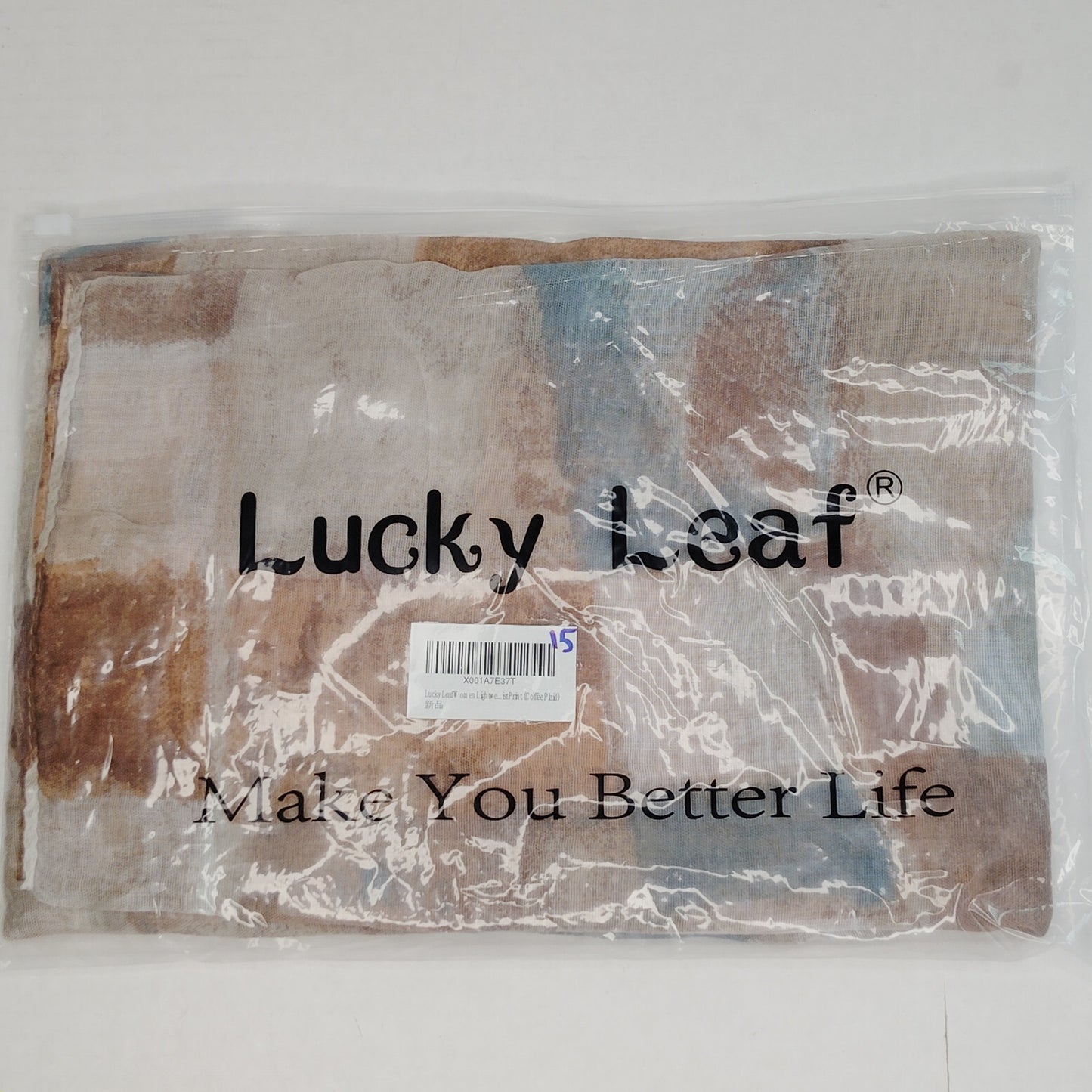 Lucky Leaf Loop Infinity Scarf, 100% Viscose, Coffee Plaid, 36"x36"