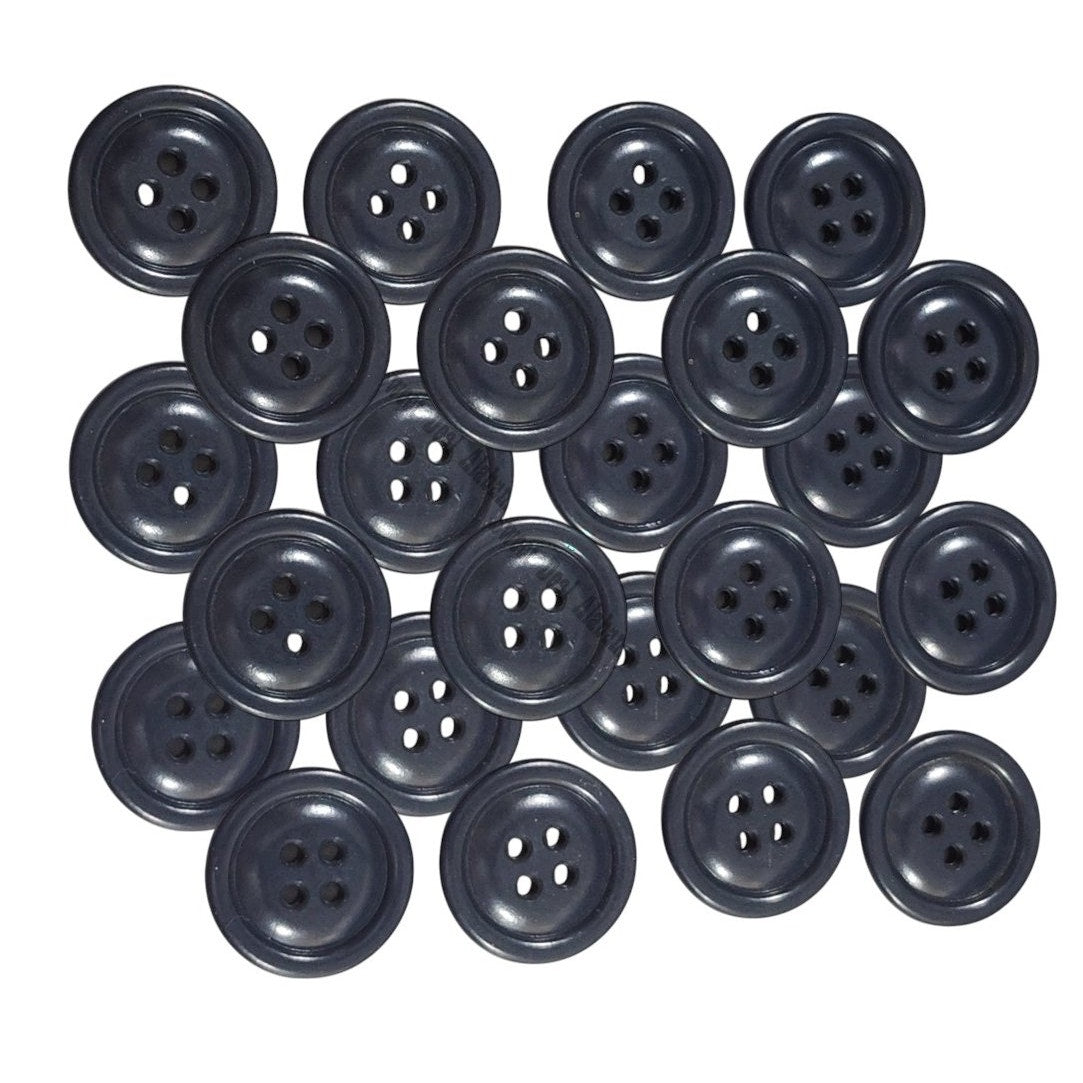 24 Dark Blue U.S. Navy 4-Hole Coat Buttons, 13/16"D, 32 Ligne, 2 Dz., Plastic