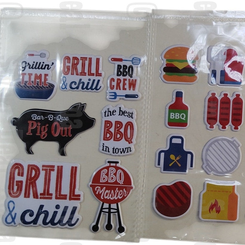 31 BBQ/Summer Theme Puffy Sticker Embellishments for Scrapbooking & More