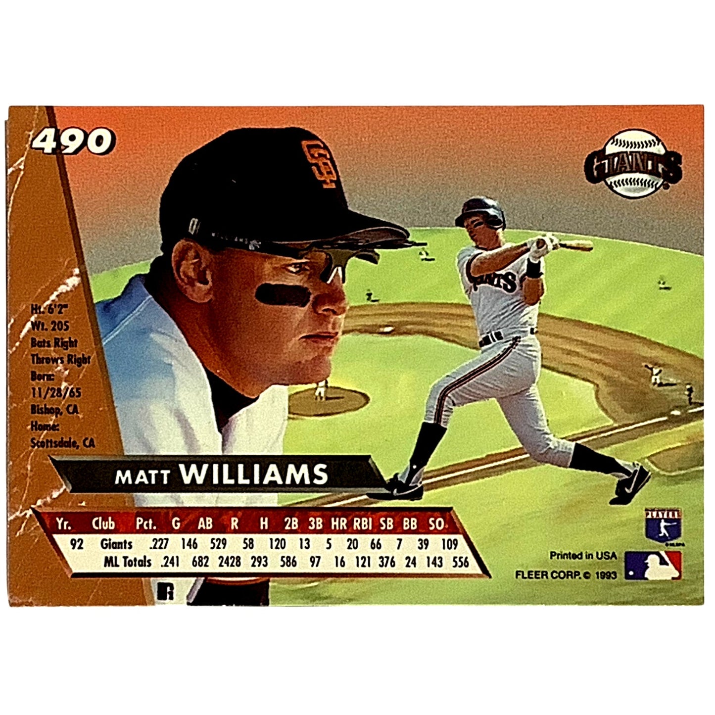 Matt Williams San Francisco Giants, MLB, Fleer Ultra Baseball 1993, #490, EX/NM