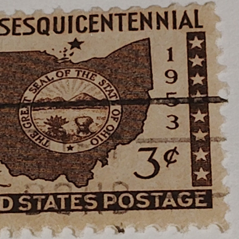 1953 3¢ Ohio Sesquicentennial Stamp – Scott 1018 – Statehood 150th Anniversary