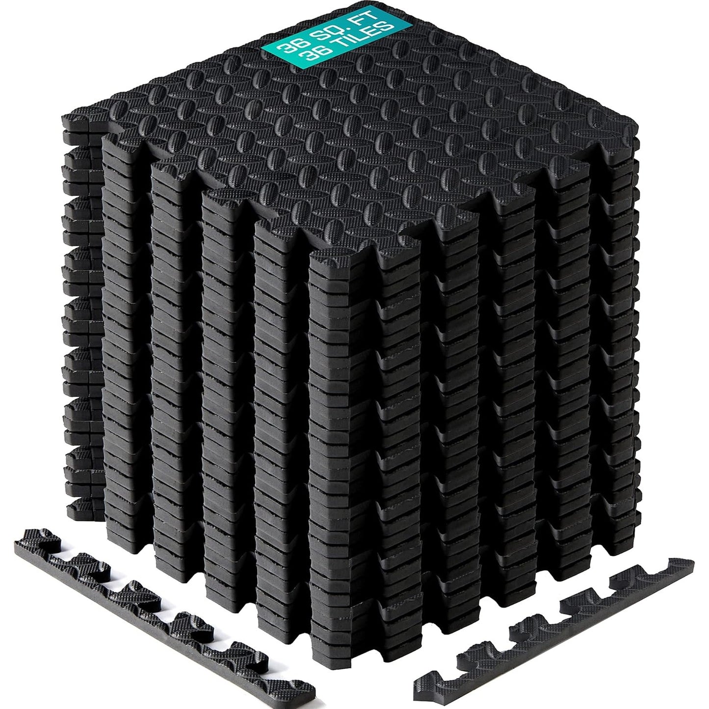 36 SQ. FT Puzzle/Interlocking Exercise Mat Tiles, 7/16, Shock Absorbing EVA Foam