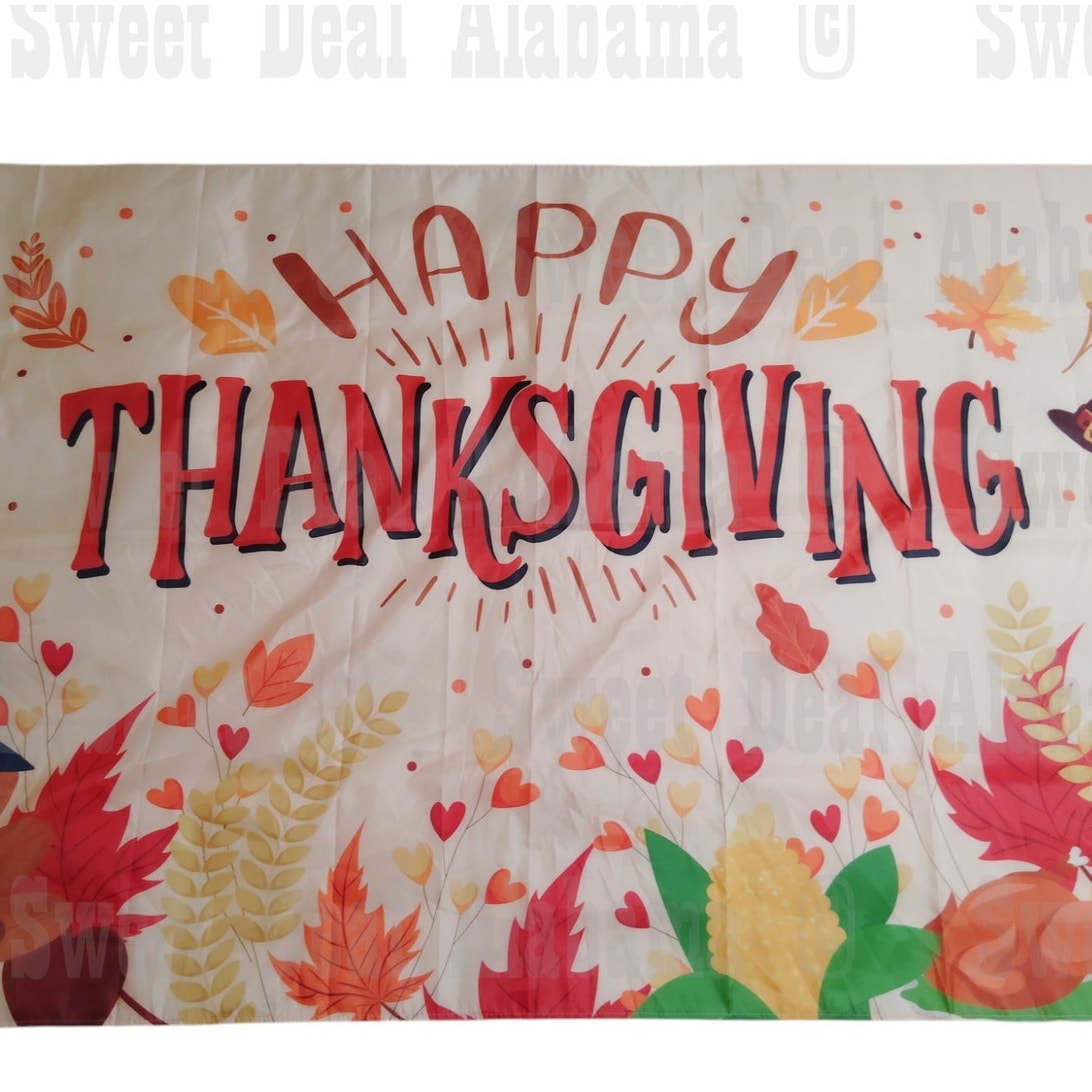 Festive "Happy Thanksgiving" Backdrop Banner 70” x 43” Thanksgiving Party Décor