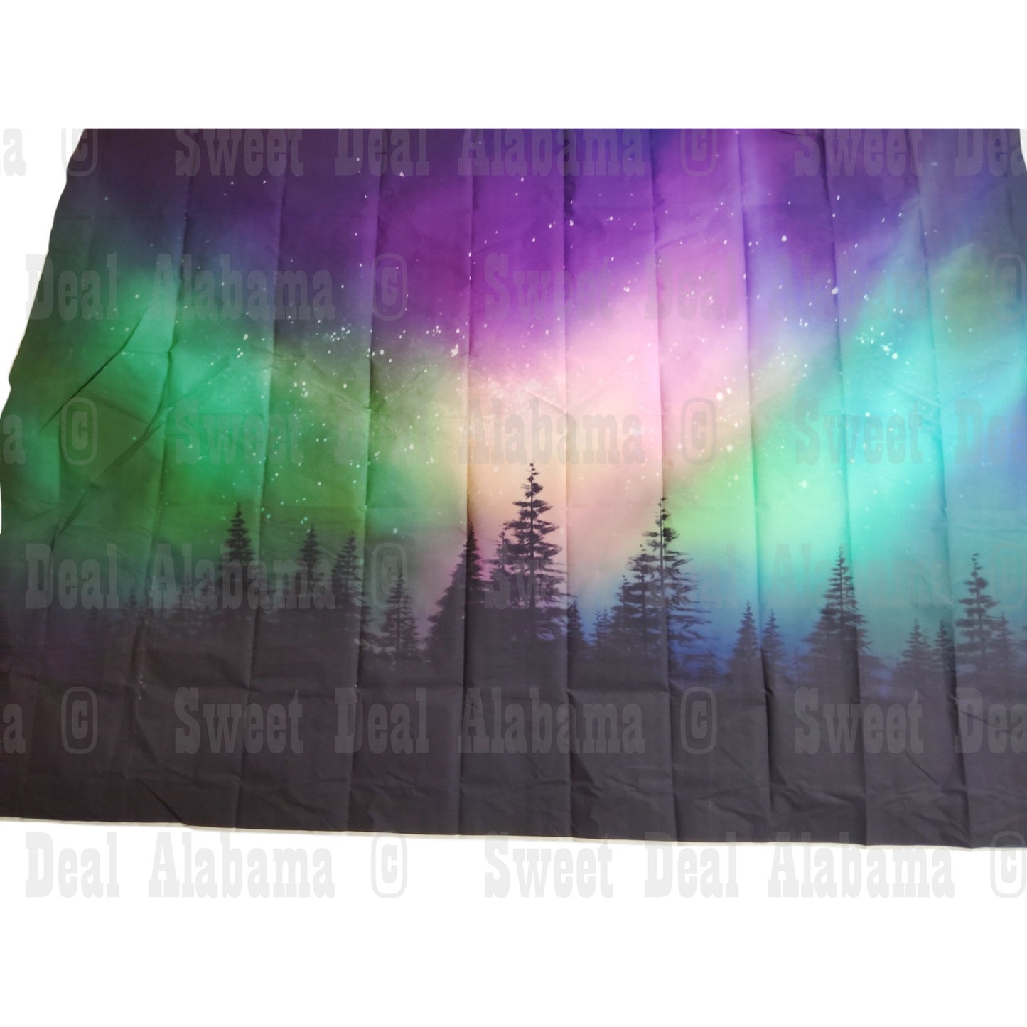 7x5 FT Northern Lights Photography Backdrop - Aurora Borealis, Pine Forest