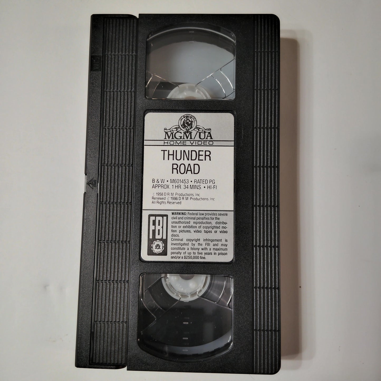 Thunder Road VHS 1958 Robert Mitchum B&W MGM/UA Home Video Vintage