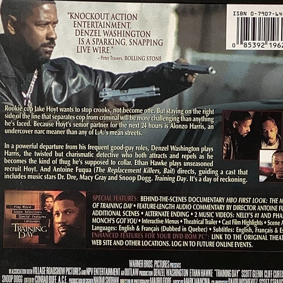2004 Training Day, Denzel Washington Autograph on Both Case (Snapcase) and DVD