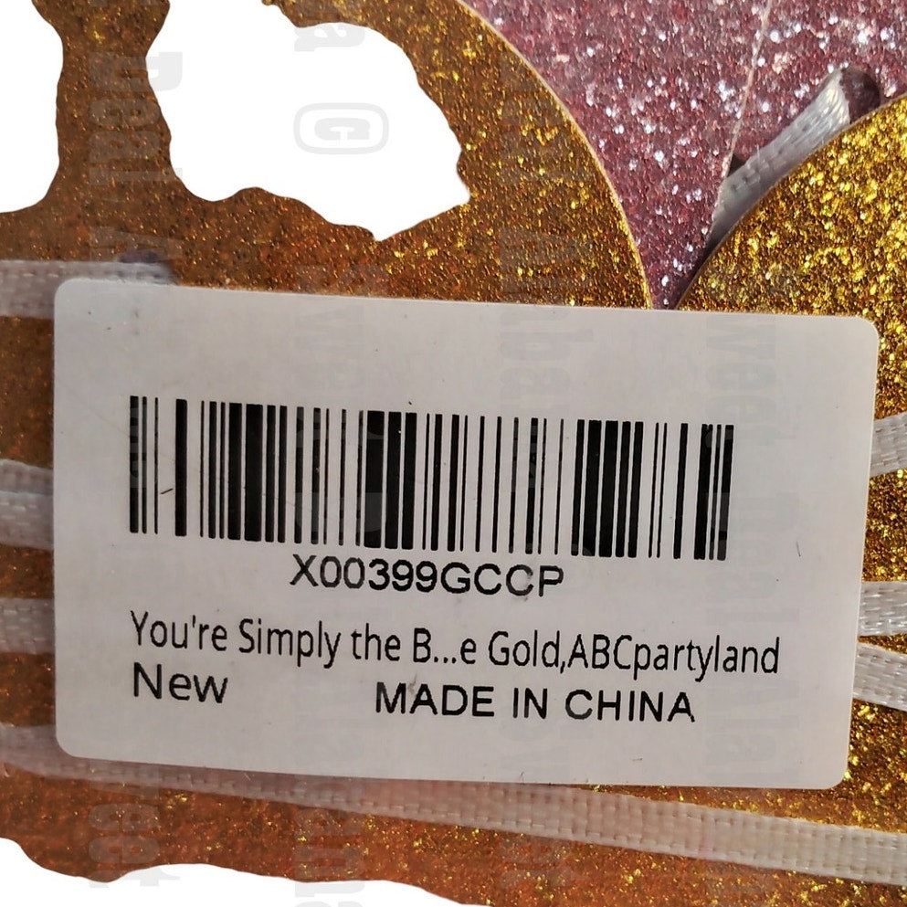 Party Banner "you're simply the best” Rose/Gold Glitter Paper Banner, Pre-Strung
