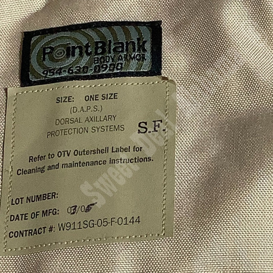 2005 Point Blank Dorsal Axillary Protection System (D.A.P.S) Outershell NO PLATE
