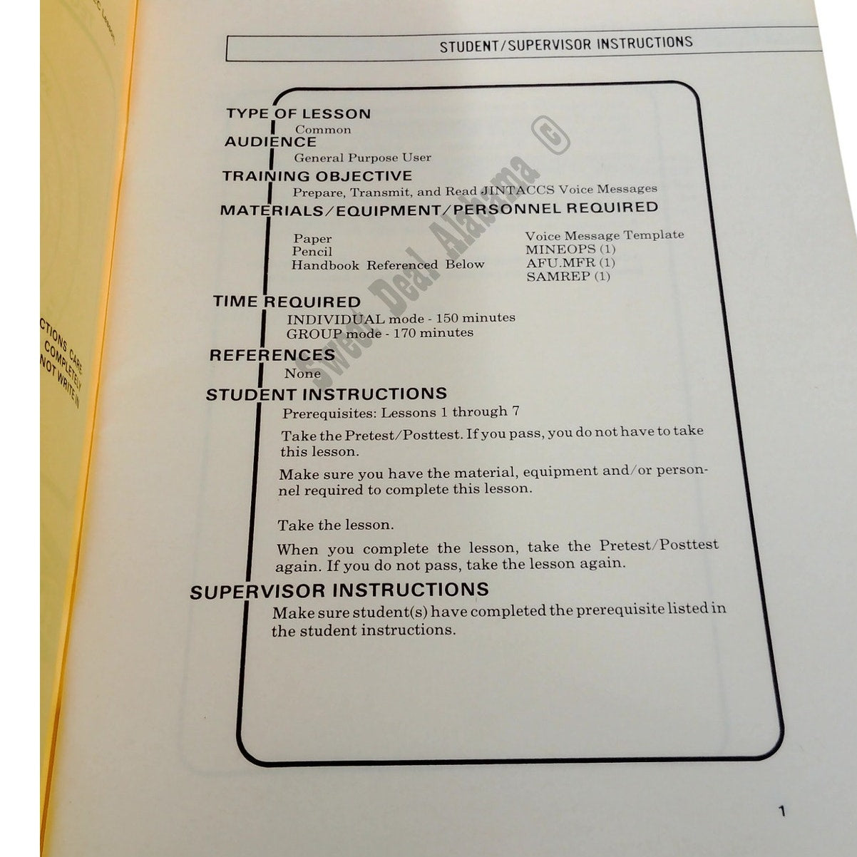 1985 Joint Interoperability Tactical Command and Control: Voice Messages